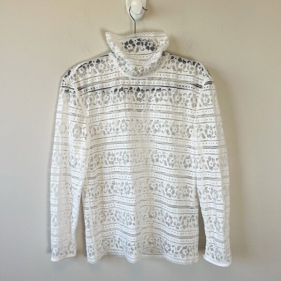 Sandro Paris Hamia White Floral Lace Blouse High Neck Quiet Luxury Size 1/Small - Picture 6 of 16